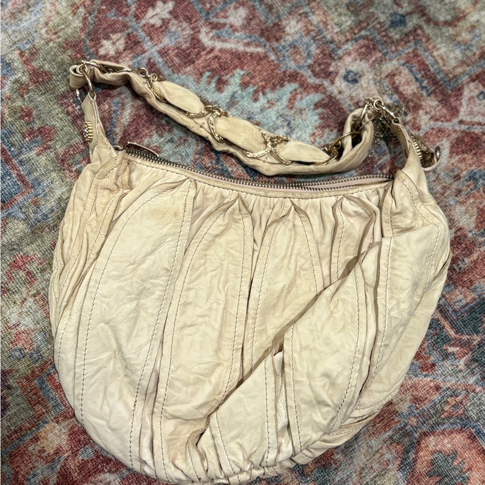 Vintage y2k Lambs skin leather hobo shoulder bag by Laundry by Shelli Segal